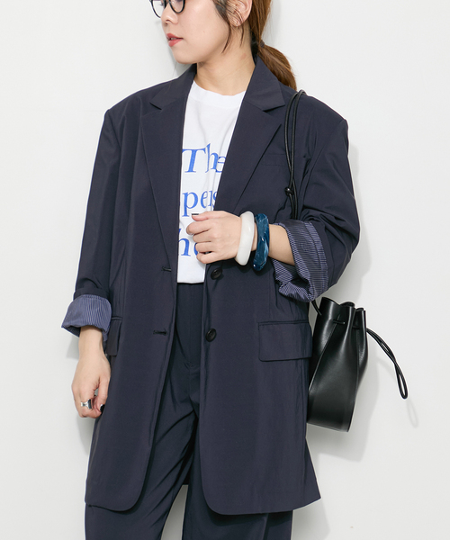 journal standard L'essage（ジャーナルスタンダードレサージュ）の「WATER REPELLENT/UV 2WAYジャケット（テーラードジャケット・レディース・グレー/ネイビー・FREE）」の2枚目の写真