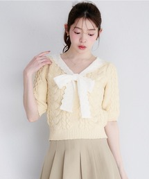 fupel（フぺル）の「cotton lace cable knit tops / コットンレースケーブルニットトップス（ニット/セーター）」