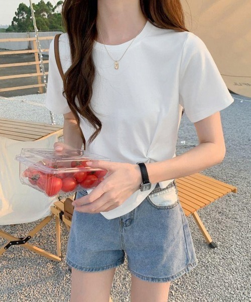 Miniministore(ミニミニストア)の「アシンメトリーTシャツ半袖クルーネックt(Tシャツ/カットソー・レディース・ブラック/ブルー/チェリーピンク/ホワイト/イエロー・FREE)」の16枚目の写真