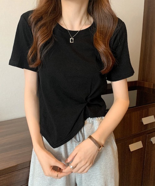Miniministore(ミニミニストア)の「アシンメトリーTシャツ半袖クルーネックt(Tシャツ/カットソー・レディース・ブラック/ブルー/チェリーピンク/ホワイト/イエロー・FREE)」の20枚目の写真
