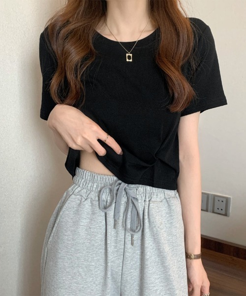 Miniministore(ミニミニストア)の「アシンメトリーTシャツ半袖クルーネックt(Tシャツ/カットソー・レディース・ブラック/ブルー/チェリーピンク/ホワイト/イエロー・FREE)」の21枚目の写真