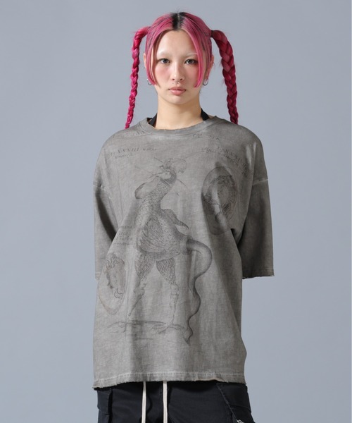 DANKE SCHON(ダンケシェーン)の「DankeSchon/ダンケシェーン/SPRAY BURN SST COCKATRICE(Tシャツ/カットソー・レディース・ベージュ・M/L)」の12枚目の写真