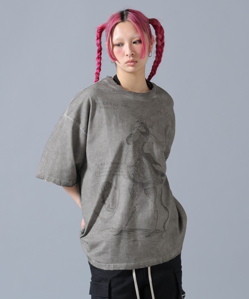 DANKE SCHON(ダンケシェーン)の「DankeSchon/ダンケシェーン/SPRAY BURN SST COCKATRICE(Tシャツ/カットソー・レディース・ベージュ・M/L)」の14枚目の写真