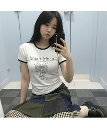 muahmuah（ムーアムーア）の「レギュラーレギュラー配色クロップ半袖Tシャツ [3色]（Tシャツ/カットソー）」