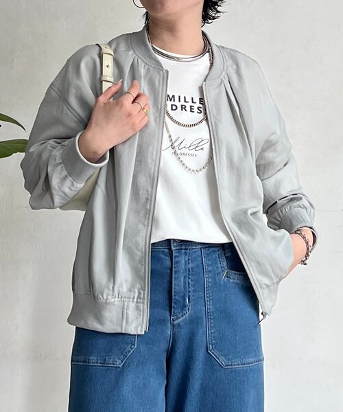 un dix cors（アンディコール）の「シアーMA1ブルゾン（ブルゾン・レディース・チャコールグレー/モカ/ミント・FREE）」の3枚目の写真