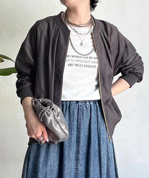 un dix cors（アンディコール）の「シアーMA1ブルゾン（ブルゾン・レディース・チャコールグレー/モカ/ミント・FREE）」の4枚目の写真