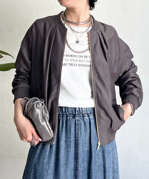 un dix cors（アンディコール）の「シアーMA1ブルゾン（ブルゾン・レディース・チャコールグレー/モカ/ミント・FREE）」の5枚目の写真