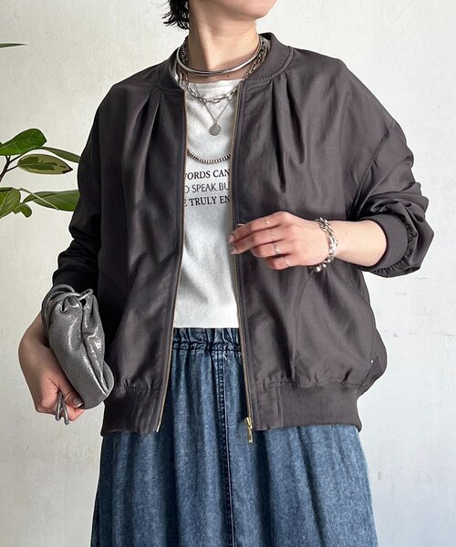 un dix cors（アンディコール）の「シアーMA1ブルゾン（ブルゾン・レディース・チャコールグレー/モカ/ミント・FREE）」の11枚目の写真