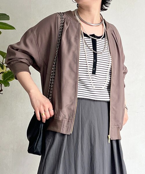 un dix cors（アンディコール）の「シアーMA1ブルゾン（ブルゾン・レディース・チャコールグレー/モカ/ミント・FREE）」の17枚目の写真