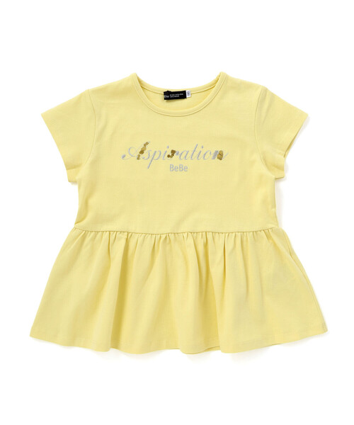 BeBe（ベベ）の「ロゴ刺しゅうペプラムフリル天竺半袖Tシャツ（Tシャツ/カットソー・キッズ・グリーン/イエロー・140cm/130cm/120cm/150cm/110cm）」の6枚目の写真