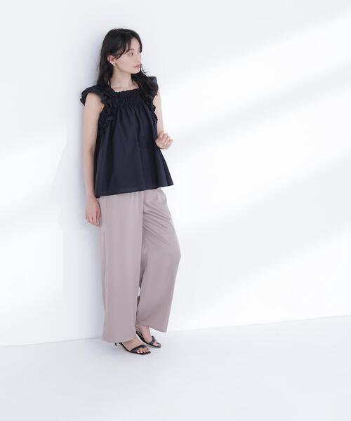 NATURAL BEAUTY BASIC（ナチュラルビューティーベーシック）の「フリルスリーブチュニック（シャツ/ブラウス・レディース・ブラック/オフホワイト/オレンジ/レッド・FREE）」の6枚目の写真