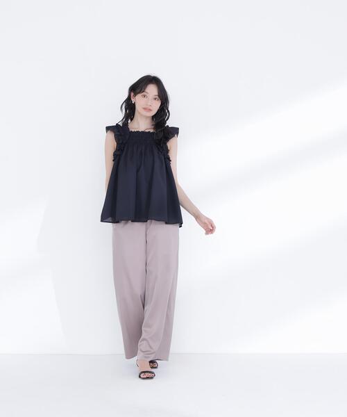 NATURAL BEAUTY BASIC（ナチュラルビューティーベーシック）の「フリルスリーブチュニック（シャツ/ブラウス・レディース・ブラック/オフホワイト/オレンジ/レッド・FREE）」の8枚目の写真