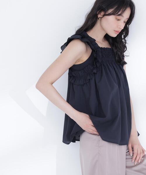 NATURAL BEAUTY BASIC（ナチュラルビューティーベーシック）の「フリルスリーブチュニック（シャツ/ブラウス・レディース・ブラック/オフホワイト/オレンジ/レッド・FREE）」の9枚目の写真