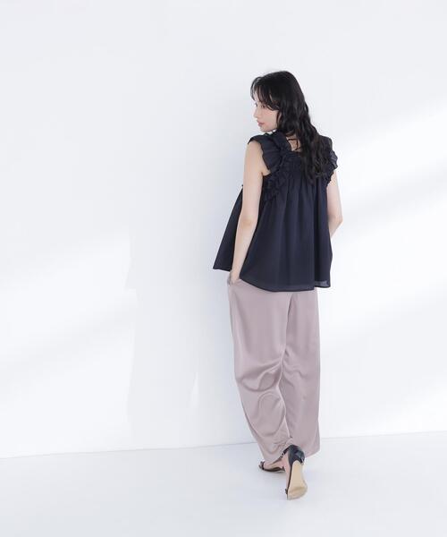 NATURAL BEAUTY BASIC（ナチュラルビューティーベーシック）の「フリルスリーブチュニック（シャツ/ブラウス・レディース・ブラック/オフホワイト/オレンジ/レッド・FREE）」の10枚目の写真