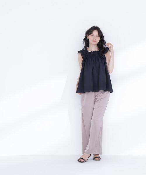 NATURAL BEAUTY BASIC（ナチュラルビューティーベーシック）の「フリルスリーブチュニック（シャツ/ブラウス・レディース・ブラック/オフホワイト/オレンジ/レッド・FREE）」の12枚目の写真