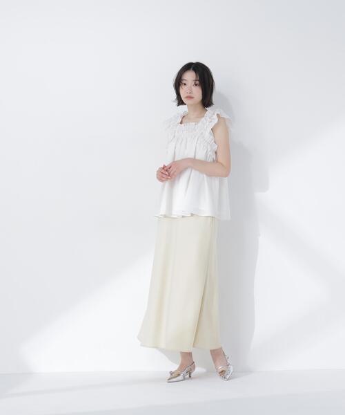 NATURAL BEAUTY BASIC（ナチュラルビューティーベーシック）の「フリルスリーブチュニック（シャツ/ブラウス・レディース・ブラック/オフホワイト/オレンジ/レッド・FREE）」の15枚目の写真