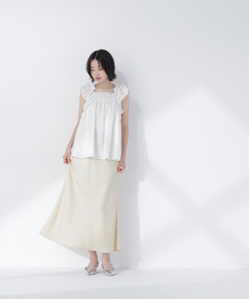 NATURAL BEAUTY BASIC（ナチュラルビューティーベーシック）の「フリルスリーブチュニック（シャツ/ブラウス・レディース・ブラック/オフホワイト/オレンジ/レッド・FREE）」の17枚目の写真