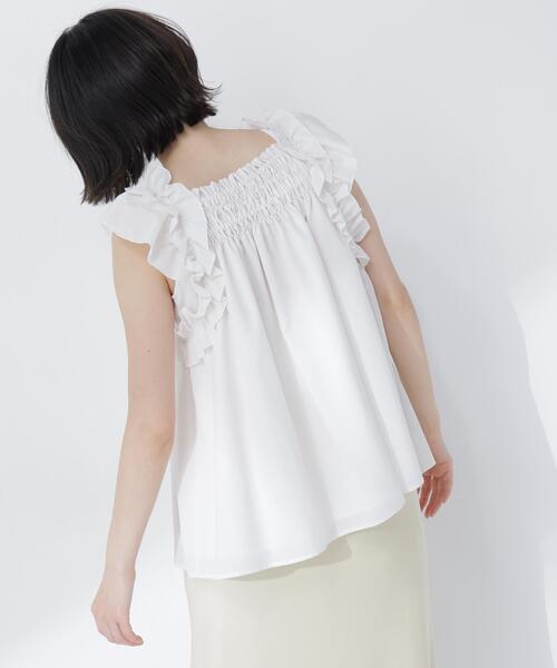 NATURAL BEAUTY BASIC（ナチュラルビューティーベーシック）の「フリルスリーブチュニック（シャツ/ブラウス・レディース・ブラック/オフホワイト/オレンジ/レッド・FREE）」の18枚目の写真