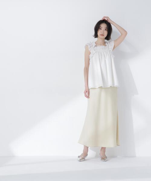 NATURAL BEAUTY BASIC（ナチュラルビューティーベーシック）の「フリルスリーブチュニック（シャツ/ブラウス・レディース・ブラック/オフホワイト/オレンジ/レッド・FREE）」の19枚目の写真