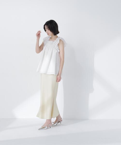 NATURAL BEAUTY BASIC（ナチュラルビューティーベーシック）の「フリルスリーブチュニック（シャツ/ブラウス・レディース・ブラック/オフホワイト/オレンジ/レッド・FREE）」の21枚目の写真