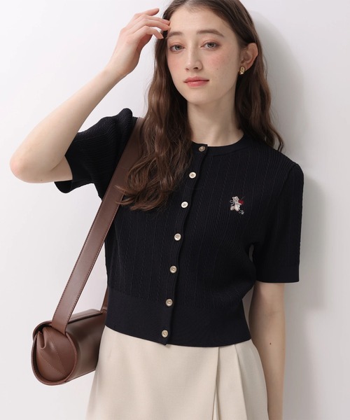 Rirandture（リランドチュール）の「チェリーｍｉｍｉｃａｔニットカーディガン（ニット/セーター・レディース・ライトイエロー/オフホワイト/ネイビー/ミント/ブラウン/ピンク・2）」の4枚目の写真