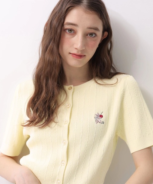 Rirandture（リランドチュール）の「チェリーｍｉｍｉｃａｔニットカーディガン（ニット/セーター・レディース・ライトイエロー/オフホワイト/ネイビー/ミント/ブラウン/ピンク・2）」の5枚目の写真