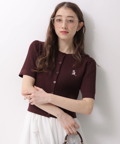 Rirandture（リランドチュール）の「チェリーｍｉｍｉｃａｔニットカーディガン（ニット/セーター・レディース・ライトイエロー/オフホワイト/ネイビー/ミント/ブラウン/ピンク・2）」の2枚目の写真