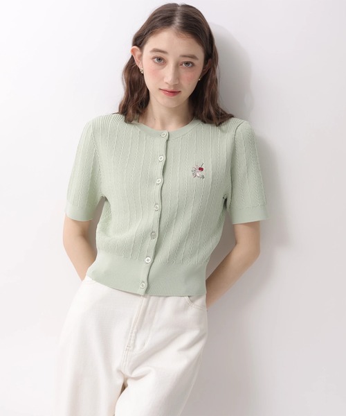 Rirandture（リランドチュール）の「チェリーｍｉｍｉｃａｔニットカーディガン（ニット/セーター・レディース・ライトイエロー/オフホワイト/ネイビー/ミント/ブラウン/ピンク・2）」の3枚目の写真