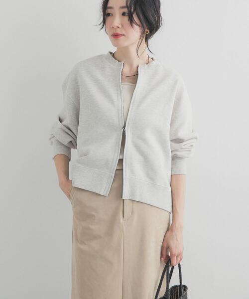 URBAN RESEARCH DOORS(アーバンリサーチドアーズ)の「『WEB/一部店舗限定カラー』コットンスウェットジップカーディガン|スウェットカーデ/大人カジュアル/羽織/春服(カーディガン/ボレロ・レディース・ネイビー/グレー/ピンク/ホワイト系その他・FREE)」の5枚目の写真