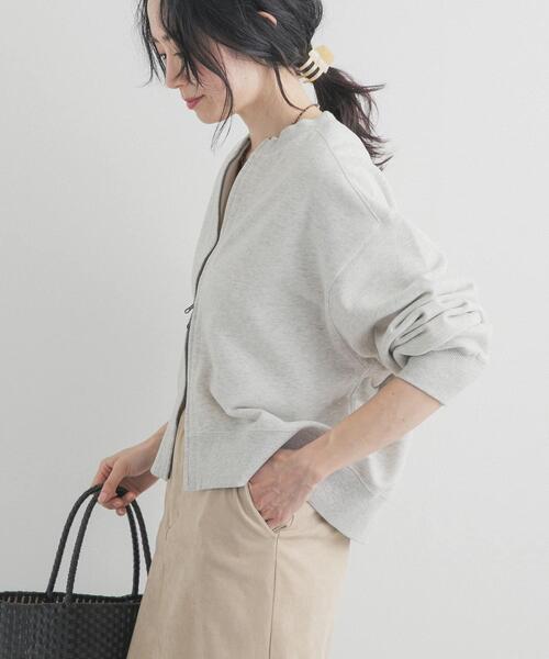 URBAN RESEARCH DOORS(アーバンリサーチドアーズ)の「『WEB/一部店舗限定カラー』コットンスウェットジップカーディガン|スウェットカーデ/大人カジュアル/羽織/春服(カーディガン/ボレロ・レディース・ネイビー/グレー/ピンク/ホワイト系その他・FREE)」の6枚目の写真