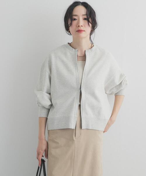 URBAN RESEARCH DOORS(アーバンリサーチドアーズ)の「『WEB/一部店舗限定カラー』コットンスウェットジップカーディガン|スウェットカーデ/大人カジュアル/羽織/春服(カーディガン/ボレロ・レディース・ネイビー/グレー/ピンク/ホワイト系その他・FREE)」の8枚目の写真