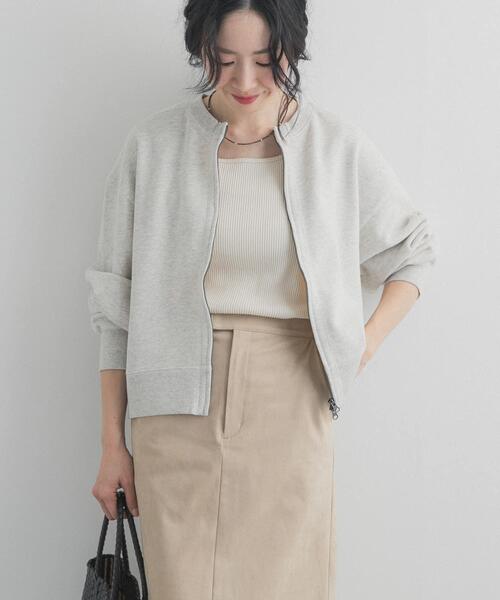 URBAN RESEARCH DOORS(アーバンリサーチドアーズ)の「『WEB/一部店舗限定カラー』コットンスウェットジップカーディガン|スウェットカーデ/大人カジュアル/羽織/春服(カーディガン/ボレロ・レディース・ネイビー/グレー/ピンク/ホワイト系その他・FREE)」の9枚目の写真