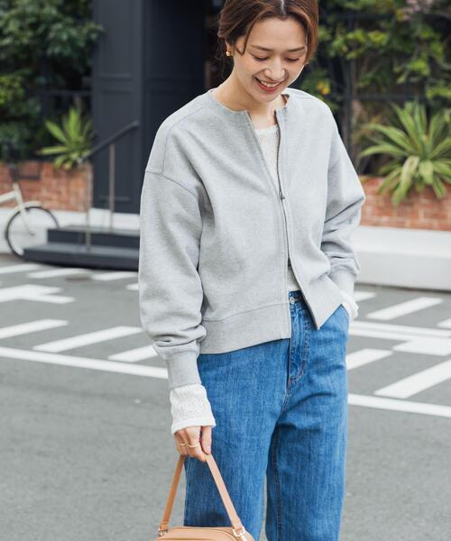 URBAN RESEARCH DOORS(アーバンリサーチドアーズ)の「『WEB/一部店舗限定カラー』コットンスウェットジップカーディガン|スウェットカーデ/大人カジュアル/羽織/春服(カーディガン/ボレロ・レディース・ネイビー/グレー/ピンク/ホワイト系その他・FREE)」の14枚目の写真