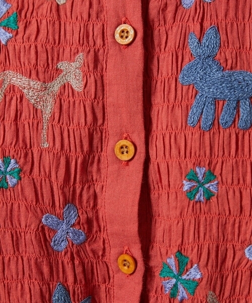 Jocomomola(ホコモモラ)の「Baile animal アニマル刺繍ワンピース(ワンピース・レディース・レッド/グレー・40)」の8枚目の写真