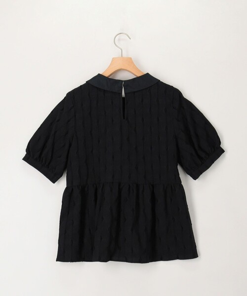 MICO COULIER（ミコクリエ）の「カットジャガード衿付きウエスト切替ブラウス（シャツ/ブラウス・レディース・サックスブルー/オフホワイト/ネイビー・38）」の6枚目の写真