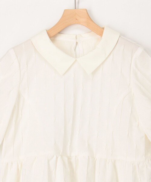 MICO COULIER（ミコクリエ）の「カットジャガード衿付きウエスト切替ブラウス（シャツ/ブラウス・レディース・サックスブルー/オフホワイト/ネイビー・38）」の15枚目の写真