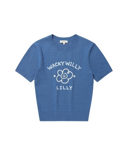 Wacky WiLLy(ワッキーウィリー)の「WOMEN'S BIG LILY GRAPHIC SHORT SLEEVE KNIT(ニット/セーター・レディース・ブルー/クリーム/グリーン・SMALL/MEDIUM/LARGE)」の8枚目の写真
