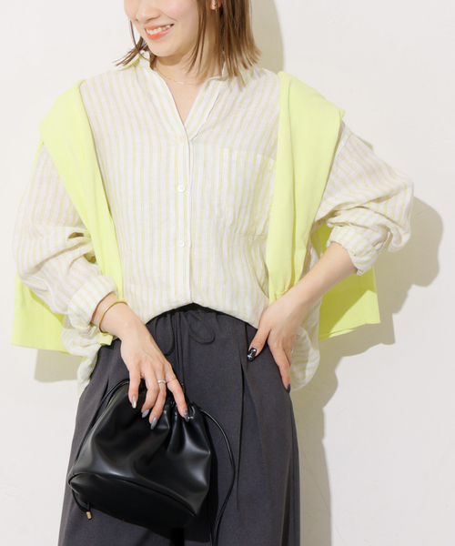 JOURNAL STANDARD relume(ジャーナルスタンダード レリューム)の「No.66フレンチリネンビッグスキッパー(シャツ/ブラウス・レディース・グレー/ブラウン/レッド/イエロー・FREE)」の1枚目の写真