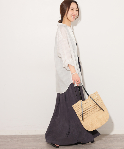 JOURNAL STANDARD relume(ジャーナルスタンダード レリューム)の「No.66フレンチリネンビッグスキッパー(シャツ/ブラウス・レディース・グレー/ブラウン/レッド/イエロー・FREE)」の5枚目の写真