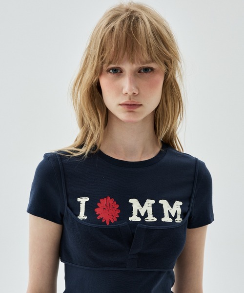 Mardi Mercredi(マルディメクルディ)の「TSHIRT CRACKED IFMM LAYERED DETAIL / Tシャツ クラック IFMM レイヤード ディテール(Tシャツ/カットソー・レディース・レッド/アッシュブラウン/グレー/ネイビー・FREE)」の3枚目の写真
