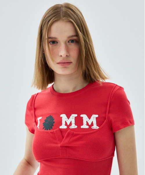 Mardi Mercredi(マルディメクルディ)の「TSHIRT CRACKED IFMM LAYERED DETAIL / Tシャツ クラック IFMM レイヤード ディテール(Tシャツ/カットソー・レディース・レッド/アッシュブラウン/グレー/ネイビー・FREE)」の4枚目の写真