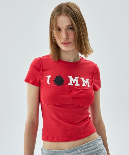Mardi Mercredi(マルディメクルディ)の「TSHIRT CRACKED IFMM LAYERED DETAIL / Tシャツ クラック IFMM レイヤード ディテール(Tシャツ/カットソー・レディース・レッド/アッシュブラウン/グレー/ネイビー・FREE)」の5枚目の写真