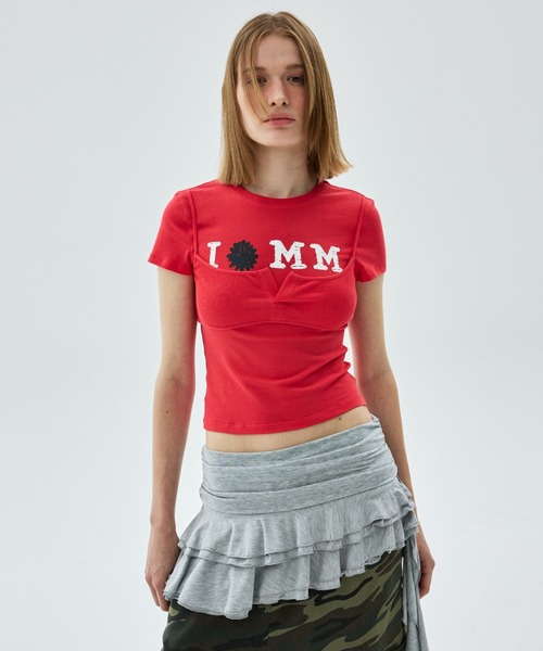 Mardi Mercredi(マルディメクルディ)の「TSHIRT CRACKED IFMM LAYERED DETAIL / Tシャツ クラック IFMM レイヤード ディテール(Tシャツ/カットソー・レディース・レッド/アッシュブラウン/グレー/ネイビー・FREE)」の6枚目の写真