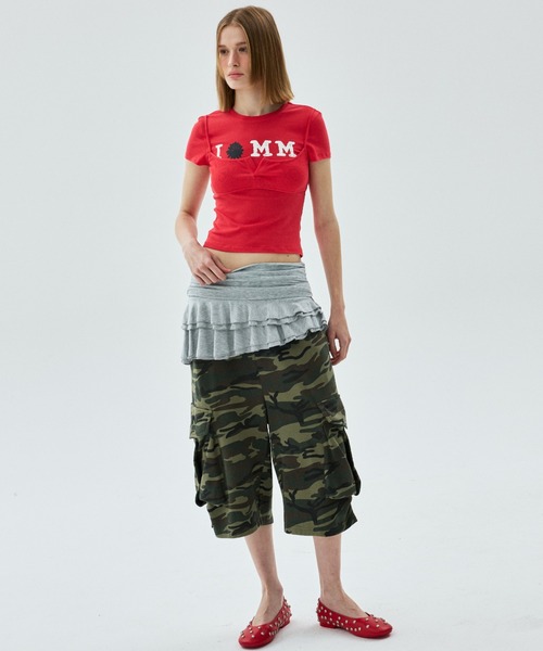 Mardi Mercredi(マルディメクルディ)の「TSHIRT CRACKED IFMM LAYERED DETAIL / Tシャツ クラック IFMM レイヤード ディテール(Tシャツ/カットソー・レディース・レッド/アッシュブラウン/グレー/ネイビー・FREE)」の8枚目の写真