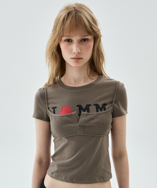 Mardi Mercredi(マルディメクルディ)の「TSHIRT CRACKED IFMM LAYERED DETAIL / Tシャツ クラック IFMM レイヤード ディテール(Tシャツ/カットソー・レディース・レッド/アッシュブラウン/グレー/ネイビー・FREE)」の20枚目の写真