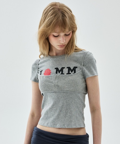 Mardi Mercredi(マルディメクルディ)の「TSHIRT CRACKED IFMM LAYERED DETAIL / Tシャツ クラック IFMM レイヤード ディテール(Tシャツ/カットソー・レディース・レッド/アッシュブラウン/グレー/ネイビー・FREE)」の10枚目の写真