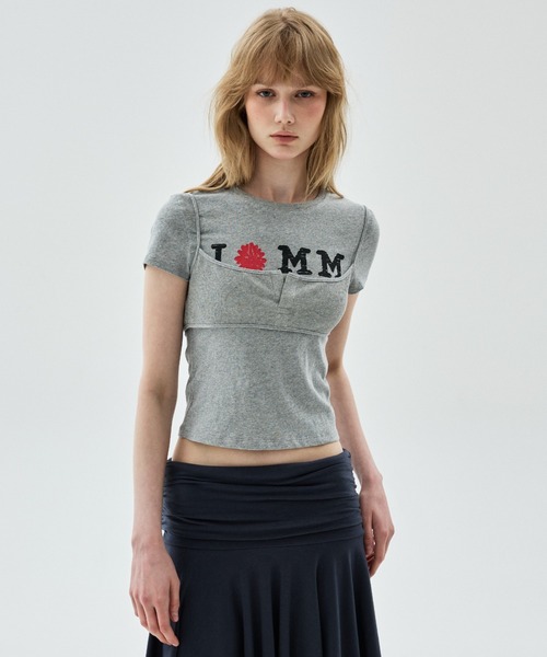 Mardi Mercredi(マルディメクルディ)の「TSHIRT CRACKED IFMM LAYERED DETAIL / Tシャツ クラック IFMM レイヤード ディテール(Tシャツ/カットソー・レディース・レッド/アッシュブラウン/グレー/ネイビー・FREE)」の11枚目の写真