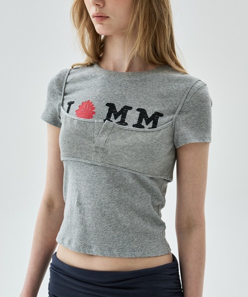 Mardi Mercredi(マルディメクルディ)の「TSHIRT CRACKED IFMM LAYERED DETAIL / Tシャツ クラック IFMM レイヤード ディテール(Tシャツ/カットソー・レディース・レッド/アッシュブラウン/グレー/ネイビー・FREE)」の12枚目の写真