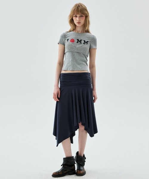 Mardi Mercredi(マルディメクルディ)の「TSHIRT CRACKED IFMM LAYERED DETAIL / Tシャツ クラック IFMM レイヤード ディテール(Tシャツ/カットソー・レディース・レッド/アッシュブラウン/グレー/ネイビー・FREE)」の13枚目の写真