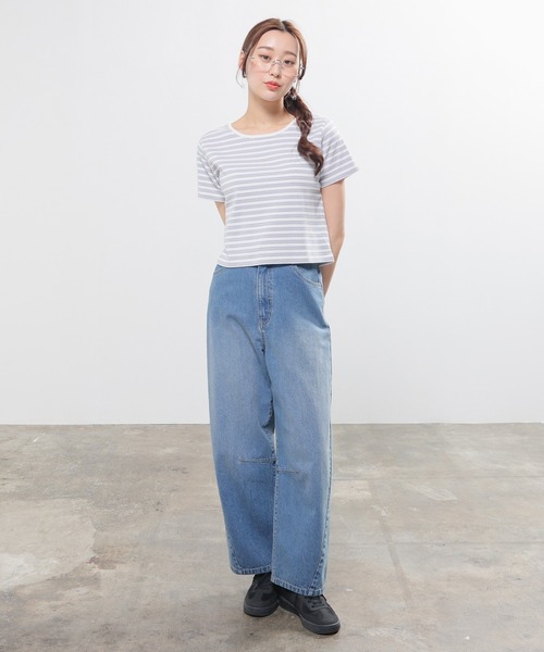 Honeys(ハニーズ)の「マルチボーダートップス(Tシャツ/カットソー・レディース・オレンジ系1/グレー系1/ネイビー系1/ホワイト系1・L/M/S)」の7枚目の写真